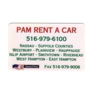 Collectible Phone Card Pam Rent A Car Nassau County, Long Island New 