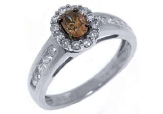 WOMENS CHOCOLATE BROWN CHAMPAGNE DIAMOND ENGAGEMENT PROMISE RING OVAL 