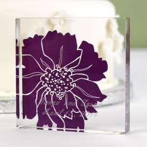  Purple Silhouette Flower Cake Top   Personalized 