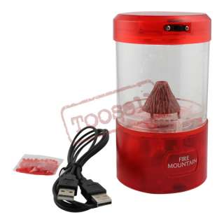 New USB Volcano Aquarium Fish Tank With Red LED Light US  