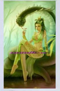 wonderful paintingthe green snake beauty on canvas  