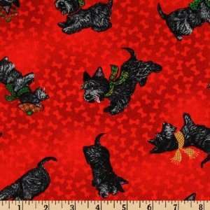   Christmas Allover Scotties Red Fabric By The Yard: Arts, Crafts