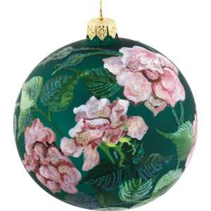  Glass Christmas Ornament Pink Roses