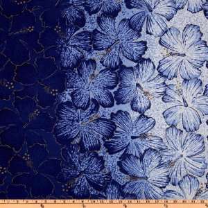  44 Wide Hawaiian Collection Pua Nani Blue Fabric By The 