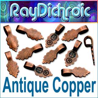 25 Small Vintage Antique Copper AANRAKU Bails Glue on Great for 