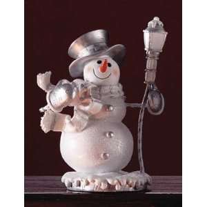  Snowman Holding Lamp Post Figurine 
