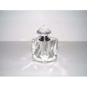     Crystal Vision Faceted Glass Perfume Bottle, Empty Bottle, Square