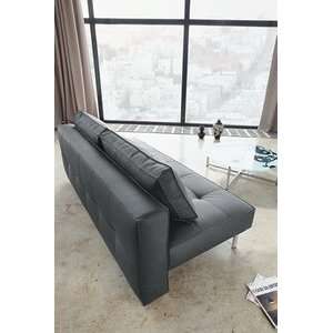  SLY Deluxe Sofa Bed Black Leather Textile by Innovation 