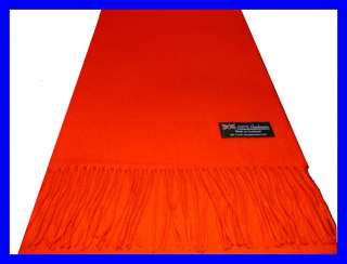   100% Cashmere Solid Red Christmas RED Scarf Scotland Wool Mens Womens