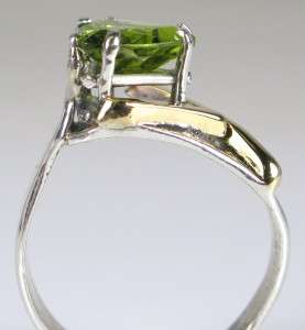  14K Gold/Sterling 2.00ctw Trillion Cut Chrome Diopside Ring Size 5.5