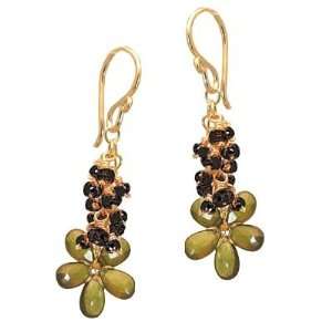   Juno 14K Gold filled Cluster Black Spinel Idocrase Earrings Jewelry