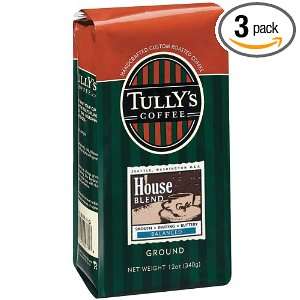 Tullys Coffee House, Ground , 12 Ounce Bags (Pack of 3)  