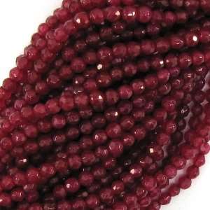    3mm faceted ruby red jade round beads 9.5 strand: Home & Kitchen