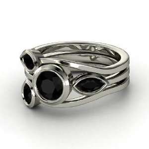    Vine Ring Set, Round Black Onyx Sterling Silver Ring Jewelry