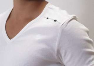   Shirt CL Major V Neck Short Sleeve Cool Rib White Men New  