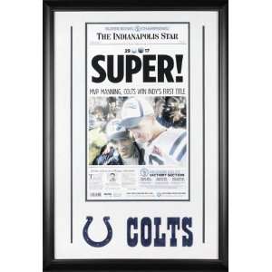   Colts Super Bowl XLI Indianapolis Star Framed Front Page Sports