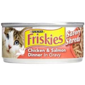  Friskies Savory Shreds   Chicken & Salmon Dinner in Gravy 