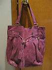 Cole Haan Purple Suede & Leather Floral & Tassel Detail Tote Bag H06 
