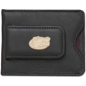   Gator Head on Brown Leather Money Clip / Credit Card Holder: Sports
