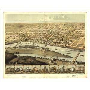 Historic Saginaw, Michigan, c. 1867 (M) Panoramic Map Poster Print 