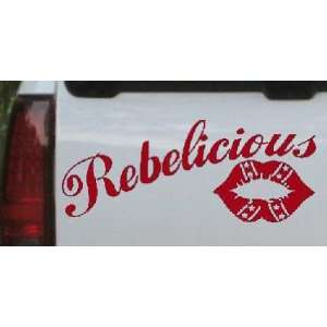 Rebelicious Dixie Lips Car Window Wall Laptop Decal Sticker    Red 