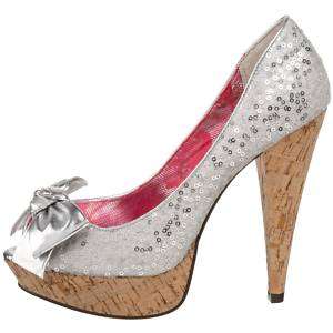   SILVER Platform Sequin Pumps Heels Shoes Peep Toe Prom Womens 10 40