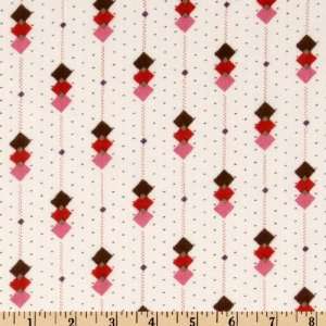  56 Wide Cotton Lawn Diamonds White/Red/Pink Fabric By 
