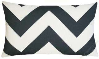 12x20 CHARCOAL ZIG ZAG throw pillow cover  
