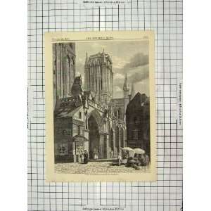    Architecture 1858 View Cathedral Coutances Normandy