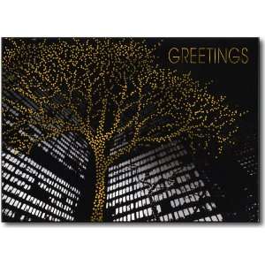  City Building w/ Tree Lights Imprintable Holiday Cards 