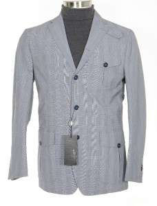1,295 Corneliani CC Collection Mens 40R Blue Plaid Cotton Blazer 