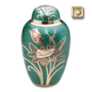   Emerald Rose Enameled Brass Cremation Urn by LoveUrns