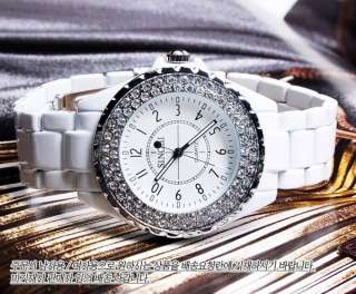 Pair Couple White CZs Quartz Korean Fashion Wrist Watch  