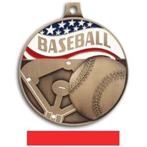  Hasty Awards 2.25 Americana Custom Baseball Medals BRONZE MEDAL/RED 