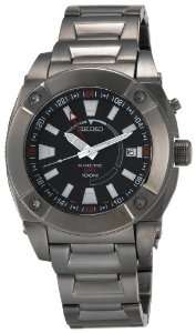    Seiko Mens SUN007 Kinetic GMT Black Ion Watch: Seiko: Watches