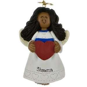   Ethnic Angel with Red Heart Christmas Ornament