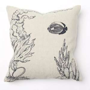  Seascape Print and Embroidery Throw Pillow   Set of 2 