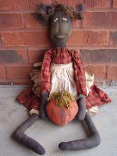 PRIMITIVE FOLK ART STYLE SKINNY BLACK DOLL, MADE OF COLOR WASHED AND 