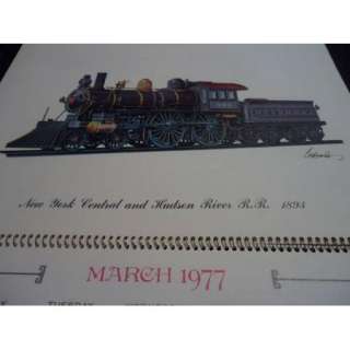 1977 Vintage Trains Calendar AMERICAN STEAM LOCOMOTIVES  