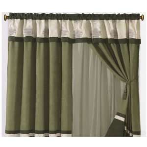   with Embroidery Olive Green Windows Curtain Drapes: Home & Kitchen