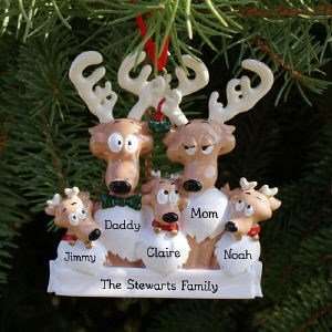  Personalized Reindeer Family Ornament