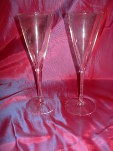 LOT 2 WEDGEWOOD CRYSTAL CHAMPAGNE TRUMPET FLUTE GLASSES PAIR TALL 8 3 