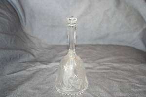 Clear Crystal Glass Bell Etched Frosted Bird  