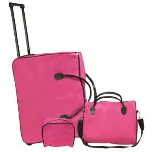  Three Piece Pink Trolley Luggage Set Beauty