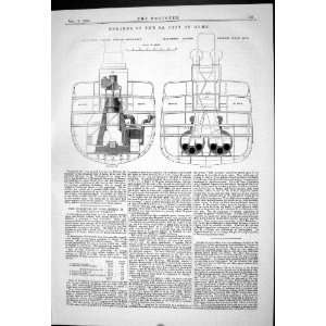   1880 Engines S.S. Ship City York Boiler Room Diagrams