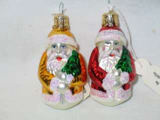 Vtg Christmas Czech Glass Santa Feather Tree Ornaments  