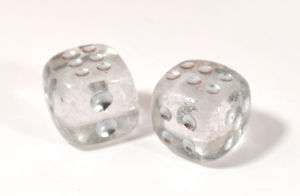 Clear Quartz Gemstone Dice Pair 15mm d6 FREE Pouch  