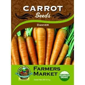  Organic Danver Carrot Seeds Patio, Lawn & Garden