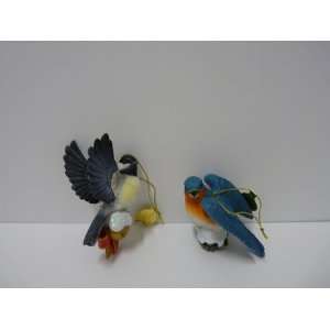  Black Bird and Blue Jay Trinket Ornaments 