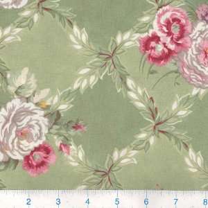  45 Wide Cottage Style Rose Trellis Sage Fabric By The 